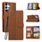 For Samsung Galaxy S26 Ultra Case Splicing Imprinted Rhombus Leather Phone Cover with Wrist Strap - Brown - 1