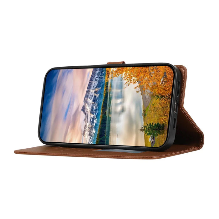 For Samsung Galaxy S26 Ultra Case Splicing Imprinted Rhombus Leather Phone Cover with Wrist Strap - Brown - 3