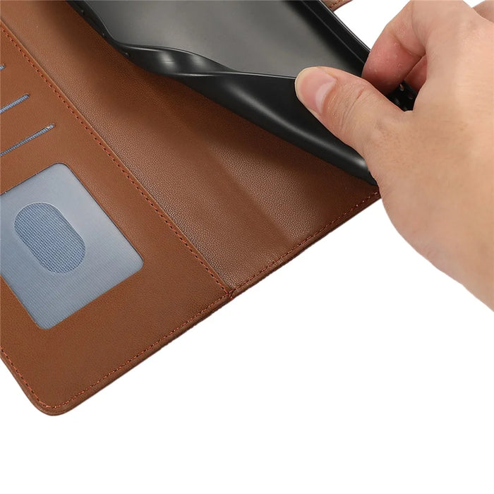 For Samsung Galaxy S26 Ultra Case Splicing Imprinted Rhombus Leather Phone Cover with Wrist Strap - Brown - 5