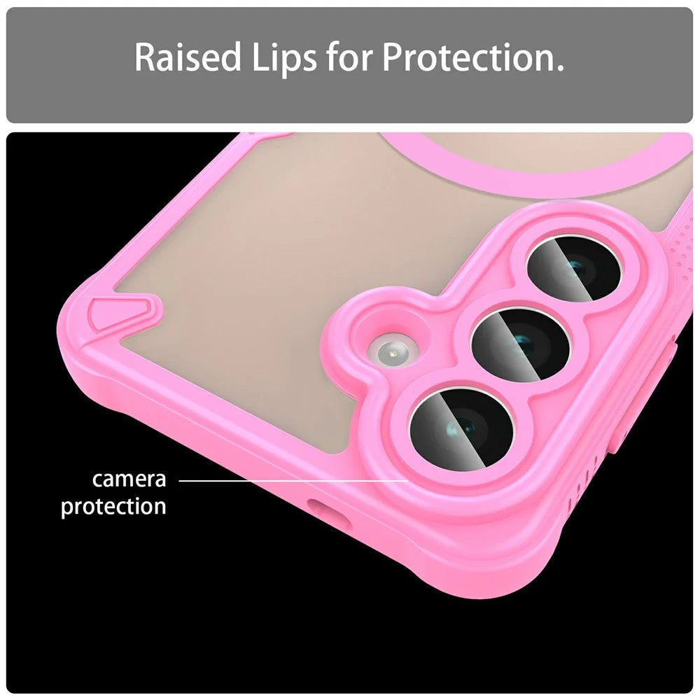 For Samsung Galaxy A26 5G Magnetic Case TPU + PC Phone Back Cover - Pink - 6