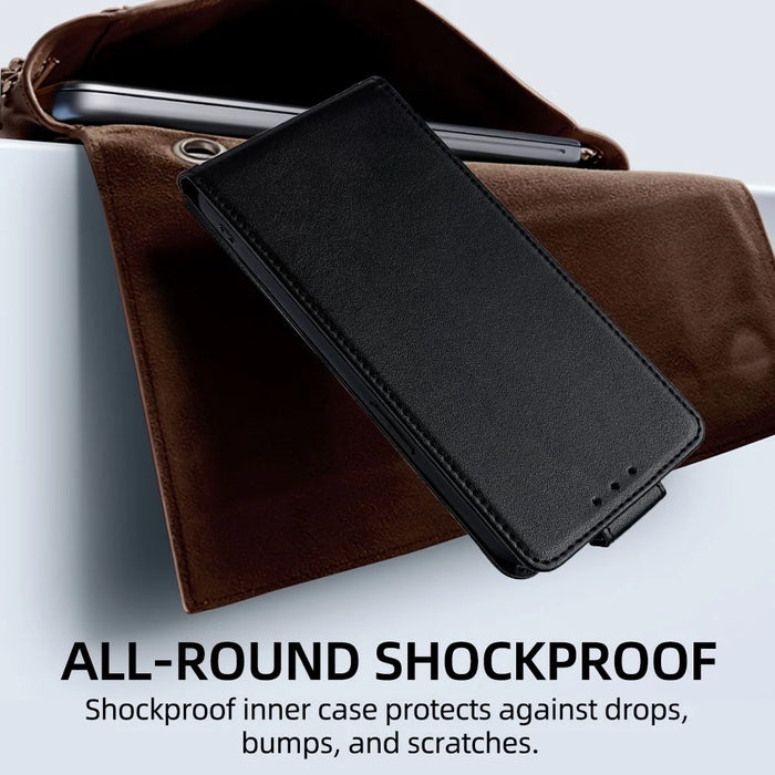 For Google Pixel 10 Case Card Holder Vertical Flip Leather Phone Cover with Crossbody Shoulder Strap - Black - 4