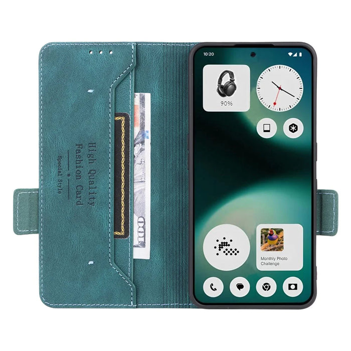 For Nothing Phone (3a) Lite 5G Case Leather Wallet Flip Phone Cover with Hardware Decor - Blue - 2