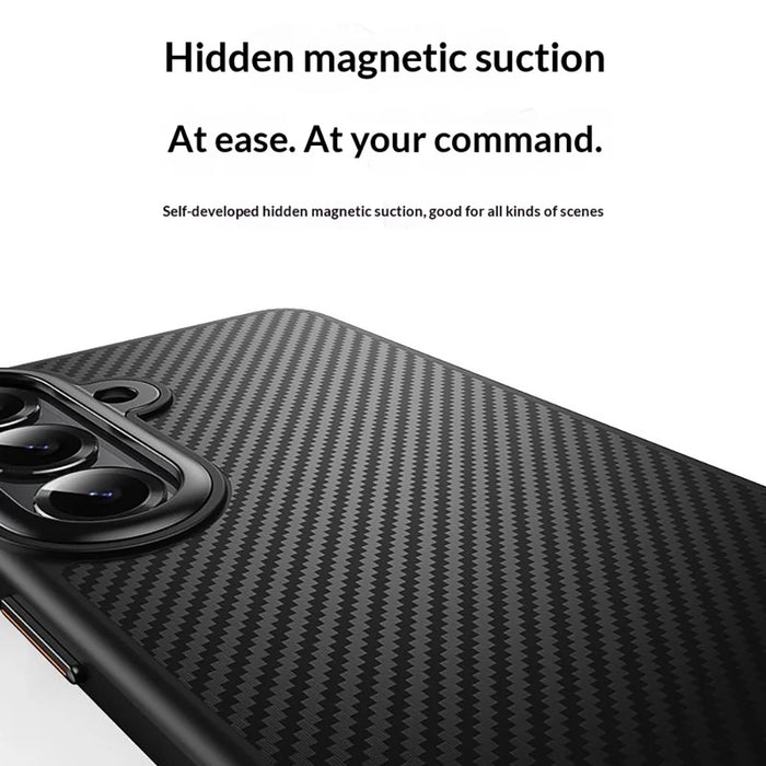 For Samsung Galaxy S26 Magnetic Case Carbon Fiber Texture PC + TPU Cover - Black - 4