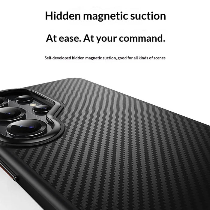 For Samsung Galaxy S26 Ultra Magnetic Case Carbon Fiber Texture PC + TPU Cover - Black - 4