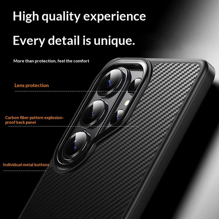 For Samsung Galaxy S26 Ultra Magnetic Case Carbon Fiber Texture PC + TPU Cover - Black - 5