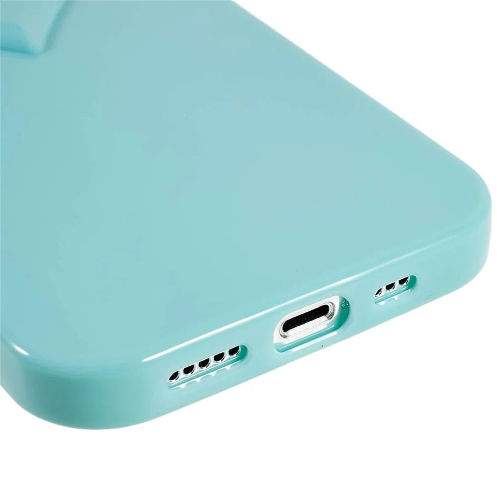 For iPhone 14 Pro Heart Shaped Camera Protection Phone Case Flexible TPU Anti-scratch Cell Phone Cover Shell - Cyan - 5