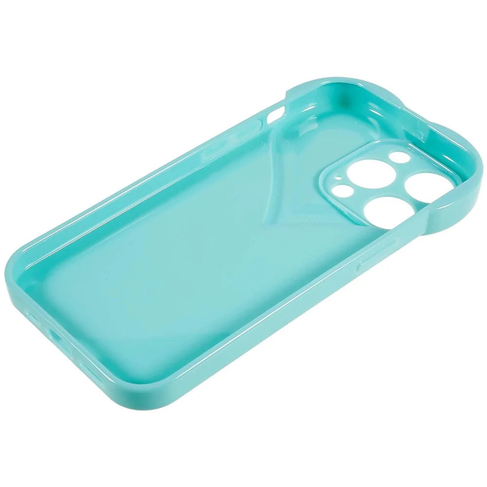 For iPhone 14 Pro Heart Shaped Camera Protection Phone Case Flexible TPU Anti-scratch Cell Phone Cover Shell - Cyan - 7