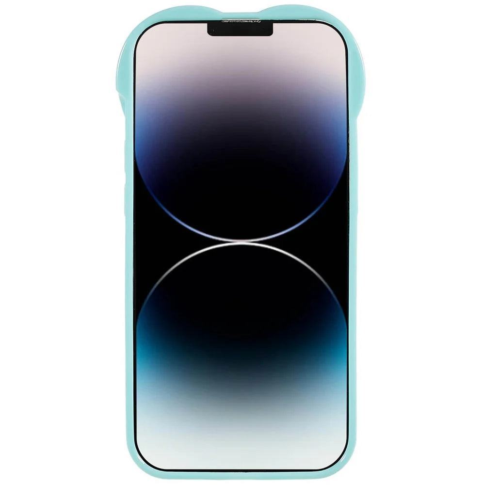 Heart Shaped Camera Protection Phone Cover for iPhone 14 Pro Max, Anti-fingerprint TPU Anti-dust Cell Phone Case - Cyan - 3