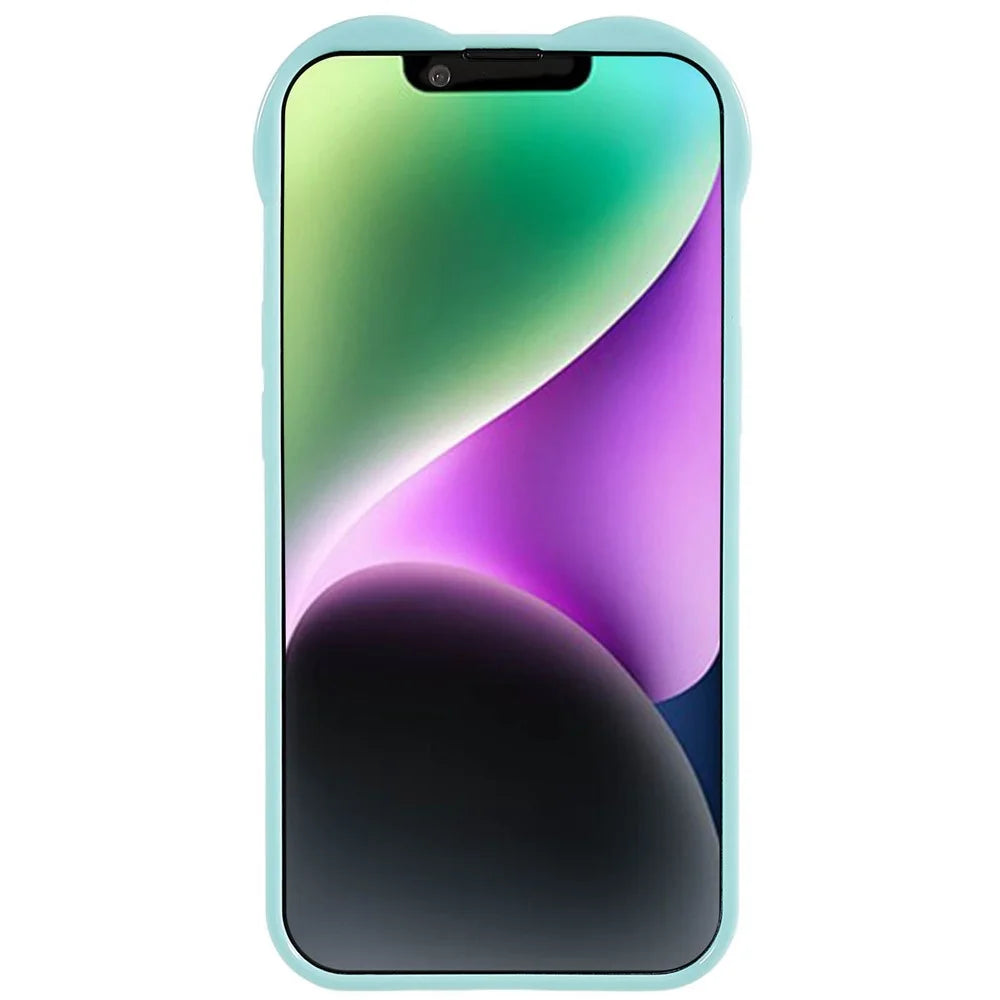 Heart Shaped Camera Protection Phone Cover for iPhone 14 Plus, Anti-fingerprint TPU Anti-dust Cell Phone Case - Cyan - 3