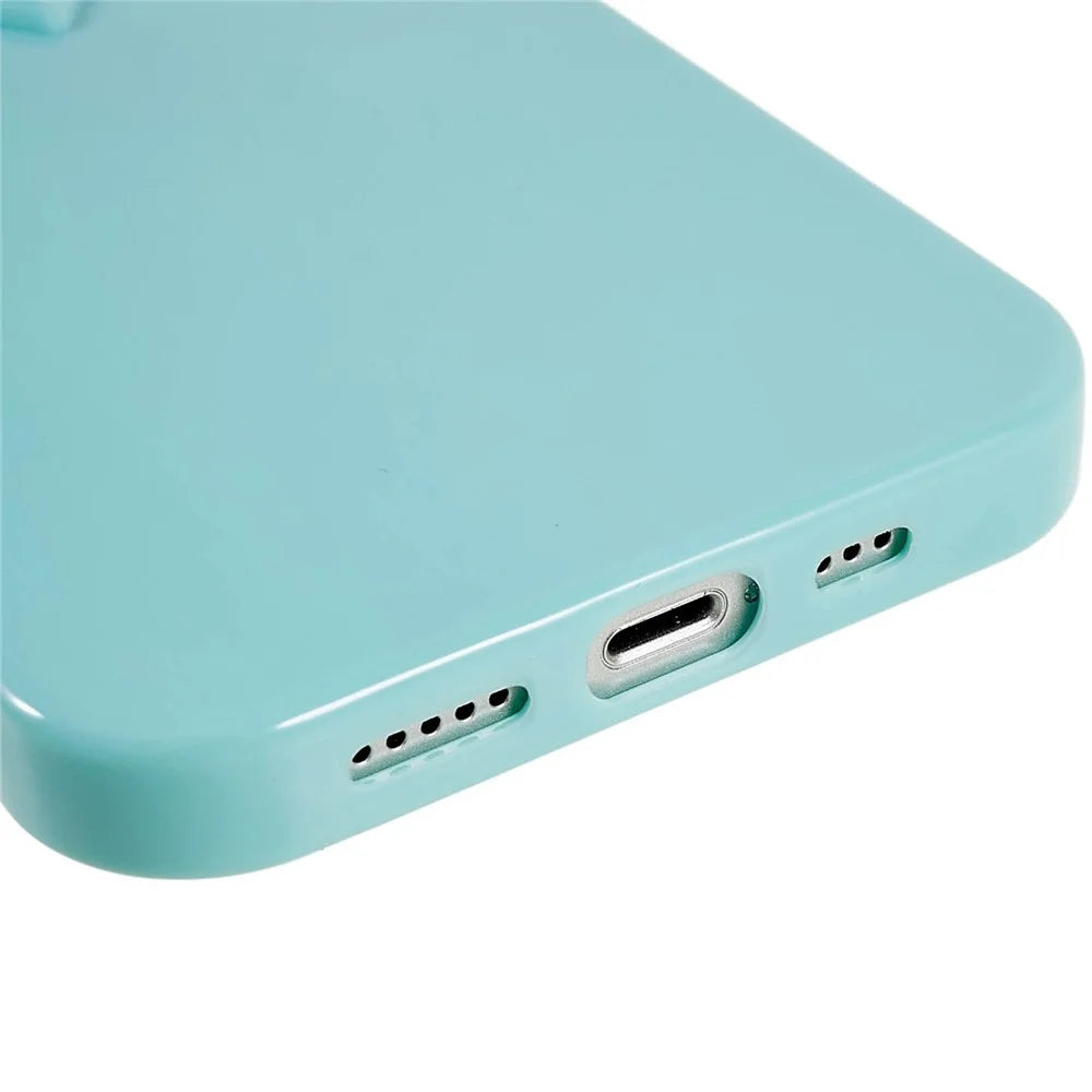 Heart Shaped Camera Protection Phone Cover for iPhone 14 Plus, Anti-fingerprint TPU Anti-dust Cell Phone Case - Cyan - 5