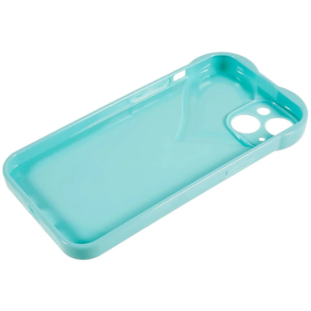 Heart Shaped Camera Protection Phone Cover for iPhone 14 Plus, Anti-fingerprint TPU Anti-dust Cell Phone Case - Cyan - 7