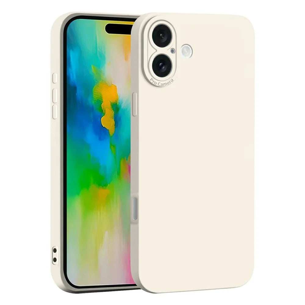 For iPhone 16 Case Precise Camera Cutouts Soft TPU Shockproof Phone Cover - White - 1