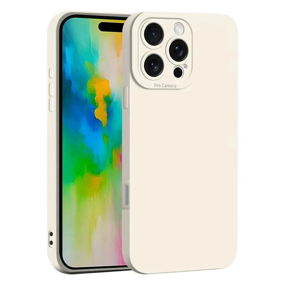 For iPhone 16 Pro Max Case Precise Camera Cutouts Soft TPU Shockproof Phone Cover - White - 1