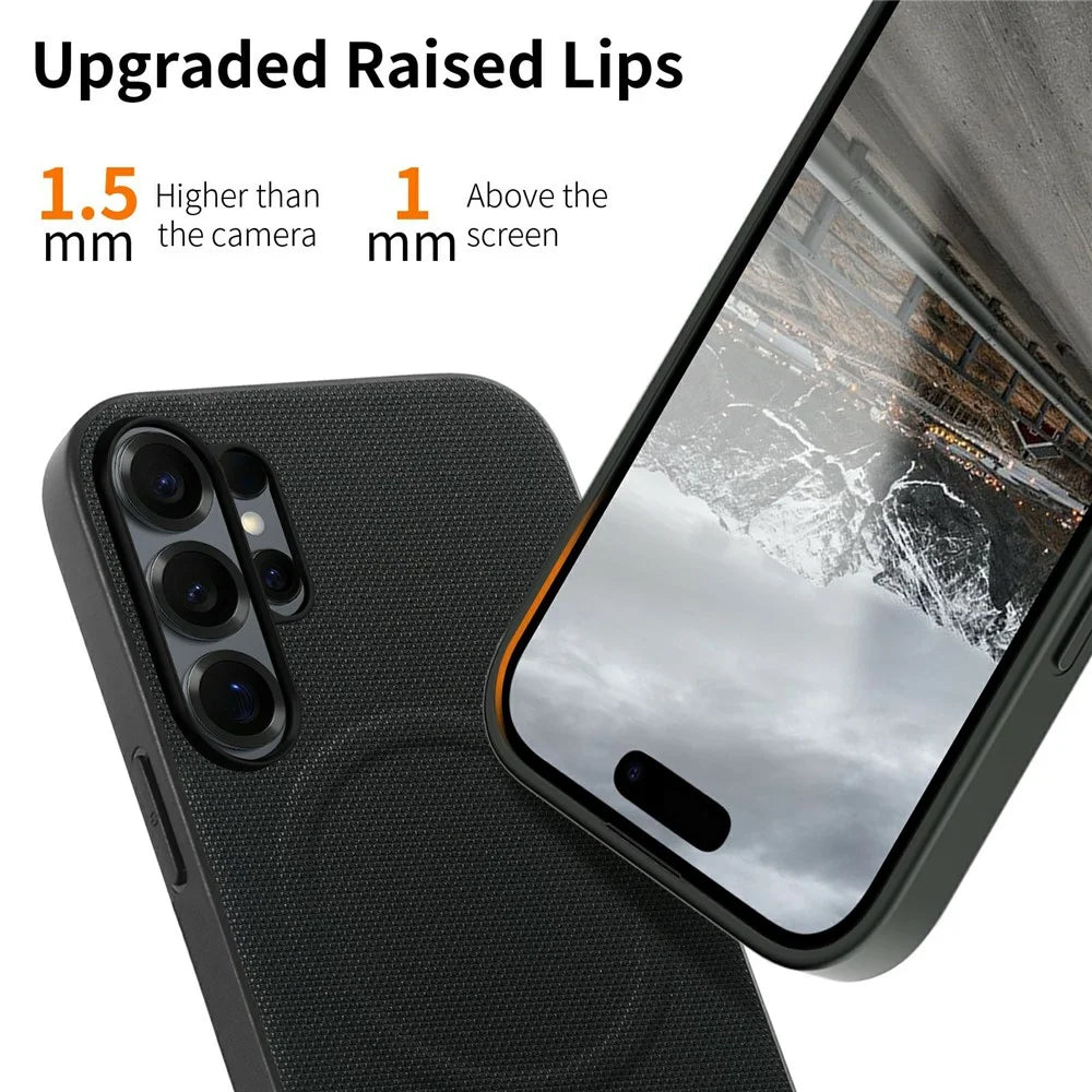 For Samsung Galaxy S25 Ultra Magnetic Case Fine Grid Texture Leather + PC + TPU Phone Cover - Black - 2