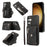 For Samsung Galaxy A57 5G Case Multiple Card Holder Kickstand TPU PU Leather + PC Phone Cover with Wrist Strap - Black - 1