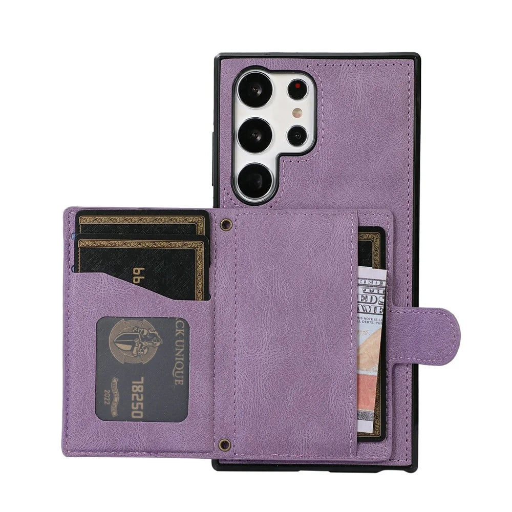 For Samsung Galaxy S26 Ultra Case Rhombus Grid TPU PU Leather PC Phone Cover with Card Holder Kickstand - Purple - 2