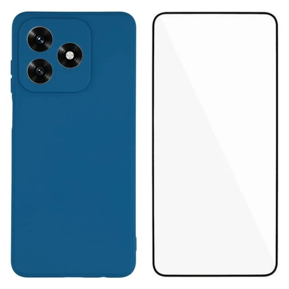 WANLONFENG For Honor X5c 4G / Honor X5c Plus 4G Case  ZB Series Precise Cutouts Straight Edge TPU Phone Cover with Tempered Glass Film - Sapphire - 1