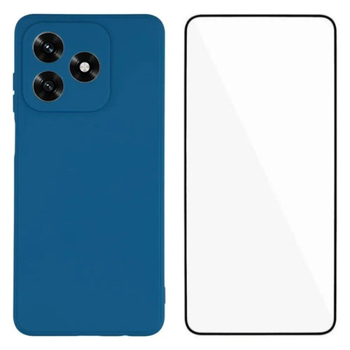 WANLONFENG For Honor X5c 4G / Honor X5c Plus 4G Case  ZB Series Precise Cutouts Straight Edge TPU Phone Cover with Tempered Glass Film - Sapphire - 1