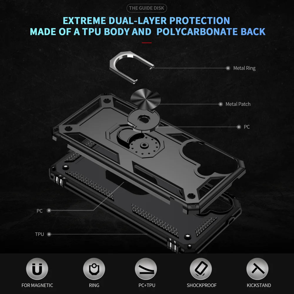 For Samsung Galaxy A57 5G Case PC + TPU Phone Cover with Kickstand - Black - 2