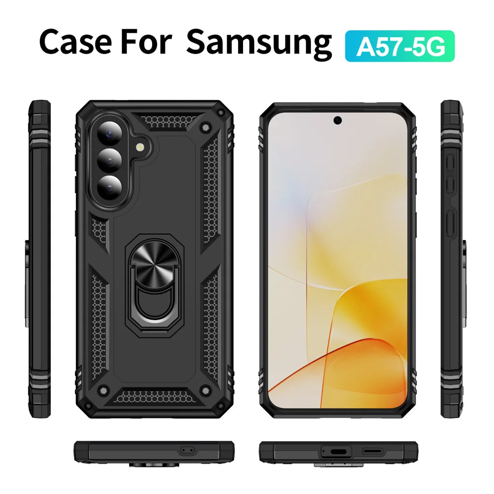 For Samsung Galaxy A57 5G Case PC + TPU Phone Cover with Kickstand - Black - 4