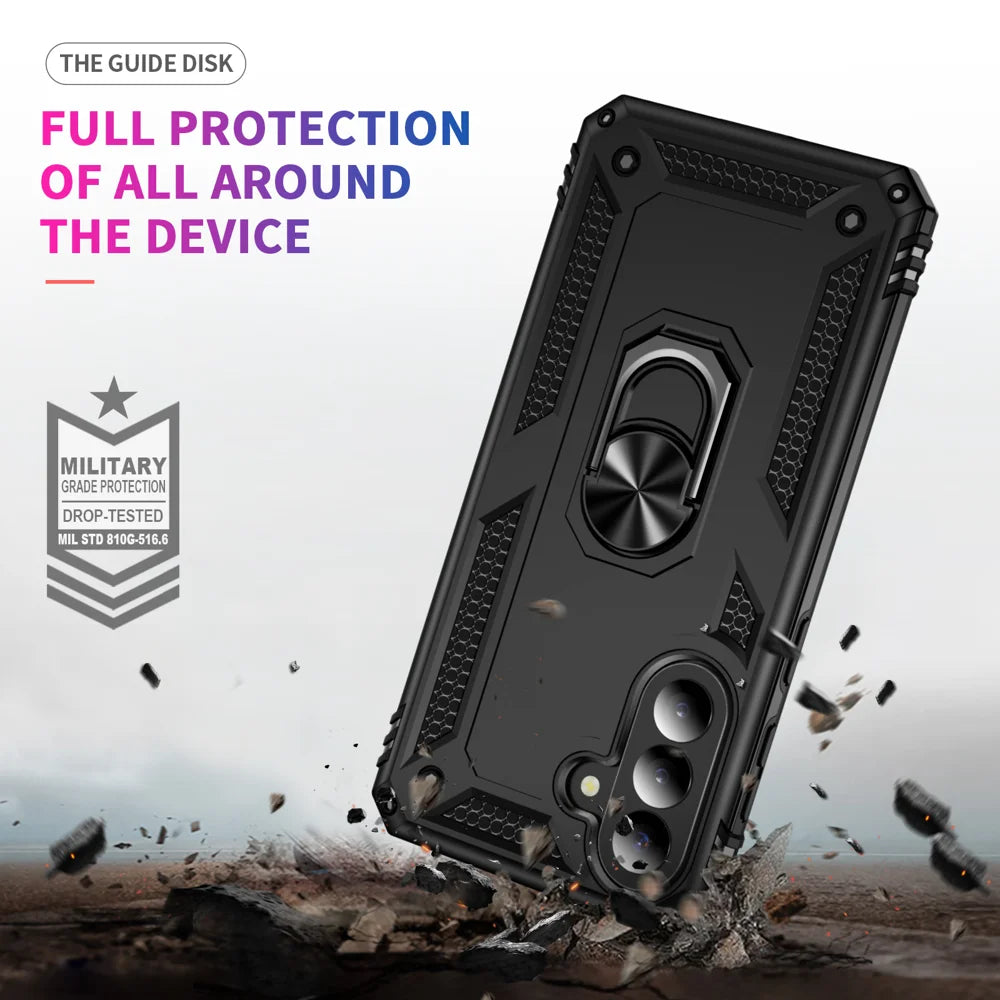 For Samsung Galaxy A57 5G Case PC + TPU Phone Cover with Kickstand - Black - 6