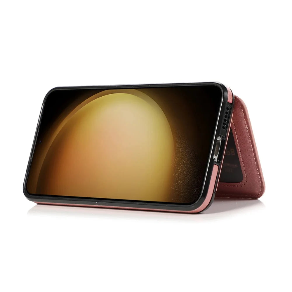 For Samsung Galaxy A57 5G Case Card Holder Kickstand PU Leather + TPU Phone Cover - Rose Gold - 5