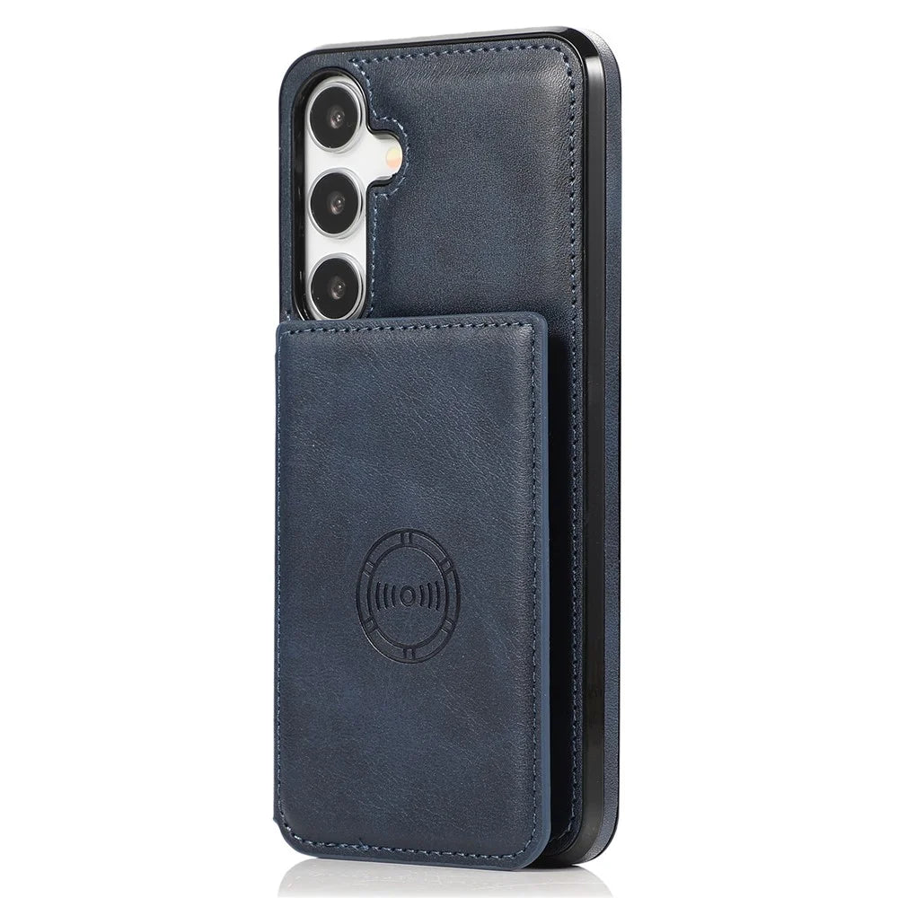 For Samsung Galaxy A37 5G Case Card Holder Kickstand PU Leather + TPU Phone Cover - Blue - 1