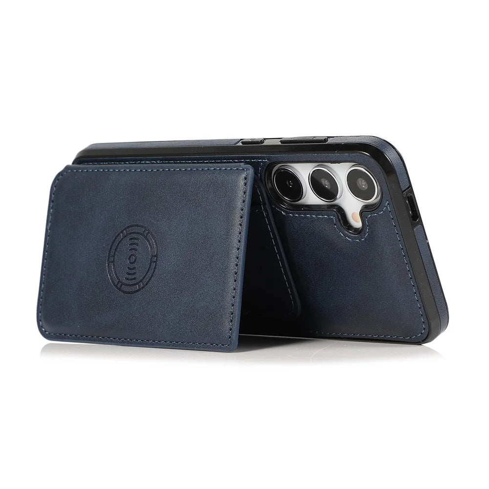 For Samsung Galaxy S26 Case Card Holder Kickstand PU Leather + TPU Phone Cover - Blue - 3