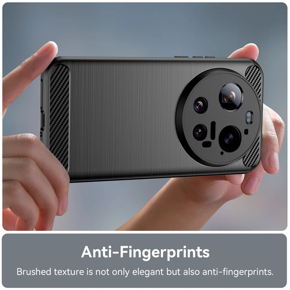 WANLONFENG For Xiaomi 17 Ultra 5G Case with Tempered Glass  LS Series Brushed Texture TPU Phone Cover - Black - 6