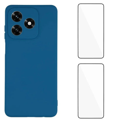 WANLONFENG For Honor X5c 4G / Honor X5c Plus 4G Case  ZB1 Series Precise Cutouts Straight Edge TPU Phone Cover with 2Pcs Tempered Glass Films - Sapphire - 1