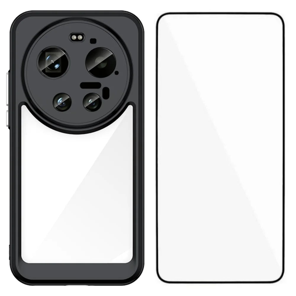 WANLONFENG For Xiaomi 17 Ultra 5G Back Cover  XC Series TPU Acrylic Phone Case with Tempered Glass Film - Black - 1