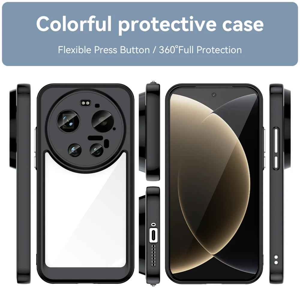 WANLONFENG For Xiaomi 17 Ultra 5G Back Cover  XC Series TPU Acrylic Phone Case with Tempered Glass Film - Black - 3
