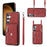 For Samsung Galaxy A37 5G Cell Phone Case PU Leather + TPU RFID Blocking Card Slots Cover with 2 Straps - Red - 1