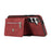For Samsung Galaxy A37 5G Cell Phone Case PU Leather + TPU RFID Blocking Card Slots Cover with 2 Straps - Red - 3