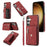 For Samsung Galaxy A37 5G Case Multiple Card Holder Kickstand TPU PU Leather + PC Phone Cover with Wrist Strap - Red - 1