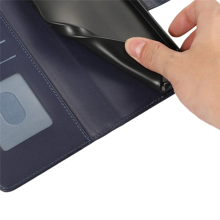 For Samsung Galaxy S26 Case 3D Rhombus Grid Imprinted Wallet Leather Phone Cover with Lanyard - Blue - 5