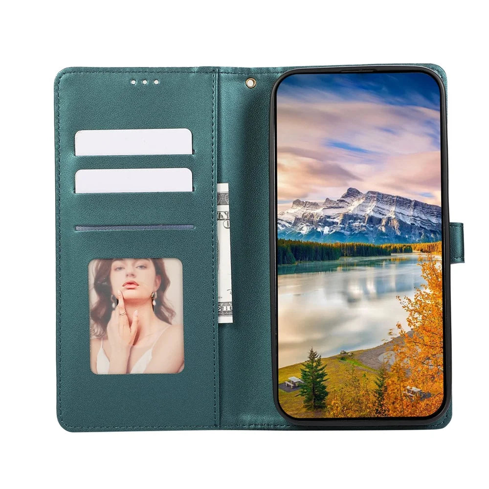 For Samsung Galaxy S26+ Case 3D Rhombus Grid Imprinted Wallet Leather Phone Cover with Lanyard - Green - 2