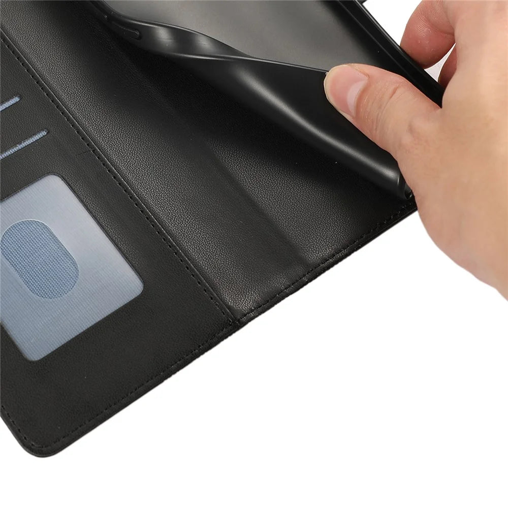 For Samsung Galaxy A57 5G Case 3D Rhombus Grid Imprinted Wallet Leather Phone Cover with Lanyard - Black - 6