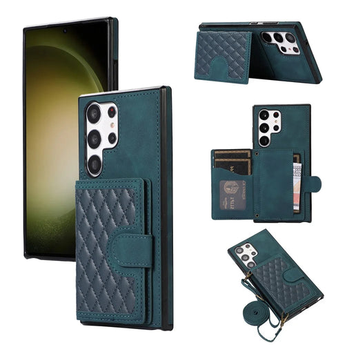 For Samsung Galaxy S26 Ultra Kickstand Phone Case TPU+PU Leather Shoulder Phone Bag - Green - 1