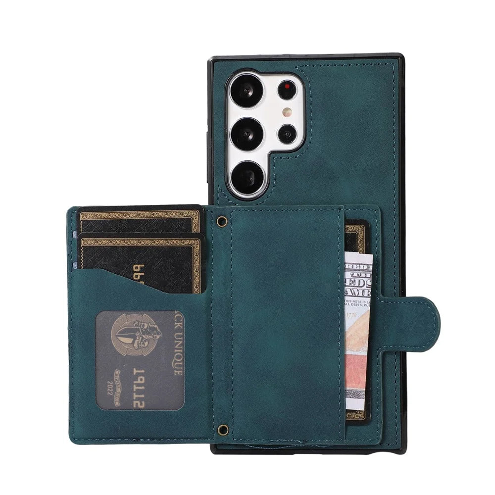 For Samsung Galaxy S26 Ultra Kickstand Phone Case TPU+PU Leather Shoulder Phone Bag - Green - 2