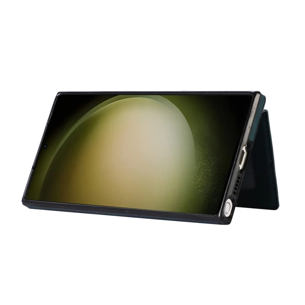 For Samsung Galaxy S26 Ultra Kickstand Phone Case TPU+PU Leather Shoulder Phone Bag - Green - 4