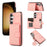 For Samsung Galaxy A37 5G Kickstand Phone Case TPU+PU Leather Shoulder Phone Bag - Rose Gold - 1