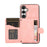 For Samsung Galaxy A37 5G Kickstand Phone Case TPU+PU Leather Shoulder Phone Bag - Rose Gold - 5