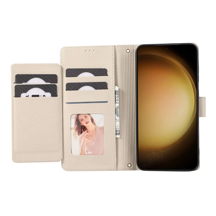For Samsung Galaxy A57 5G Case TPU PU Leather Folio Flip Shockproof Phone Cover with Mirror - Beige - 2
