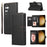 For Samsung Galaxy S26+ Case TPU PU Leather Folio Flip Shockproof Phone Cover with Mirror - Black - 1