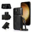 For Samsung Galaxy S26+ Cell Phone Case Triangle Lid Card Bag Leather + TPU Cover with Long Strap - Black - 1