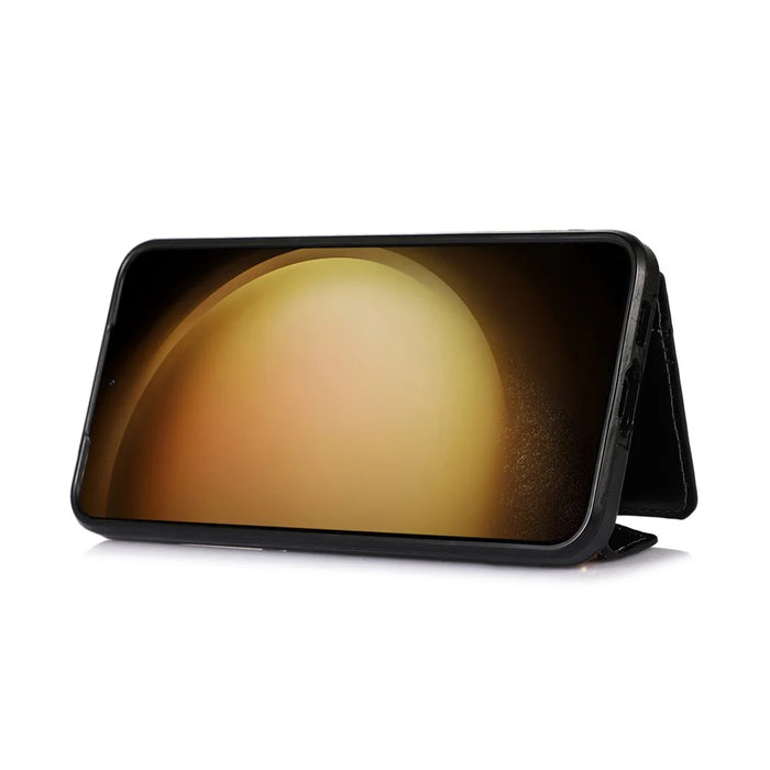 For Samsung Galaxy S26+ Cell Phone Case Triangle Lid Card Bag Leather + TPU Cover with Long Strap - Black - 3