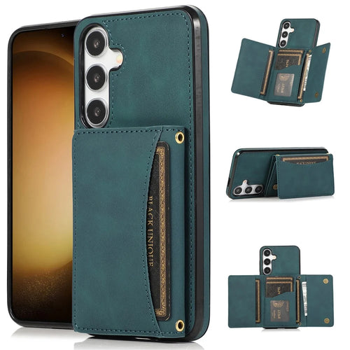 For Samsung Galaxy A57 5G Phone Case Tri-Fold Wallet Kickstand PU Leather + TPU Back Cover - Blue - 1