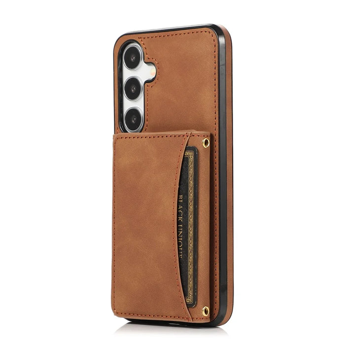 For Samsung Galaxy S26 Phone Case Tri-Fold Wallet Kickstand PU Leather + TPU Back Cover - Brown - 2