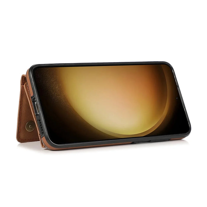 For Samsung Galaxy S26 Phone Case Tri-Fold Wallet Kickstand PU Leather + TPU Back Cover - Brown - 5